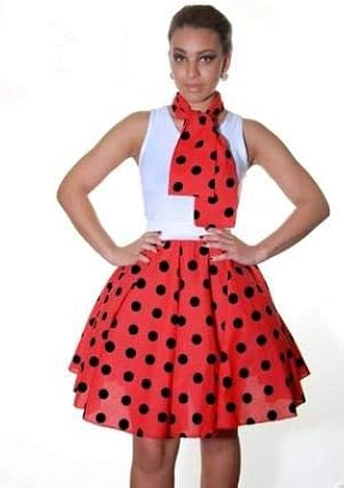 red polka dot skirt