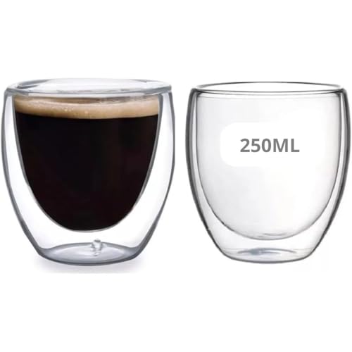 Copo de Vidro Duplo para Café 250ml Conjunto com 2 Peças Isolamento Térmico e Design Moderno Premium
