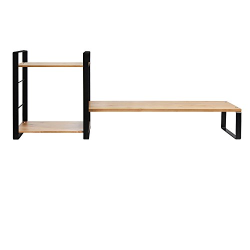 JackCubeDesign Bamboo Monitor Stand Computer Riser Laptop Desktop Storage Organizer Phone Board with 2-Tier Compartments and Keyboard Storage Space – :MK363A - Thumbnail 5