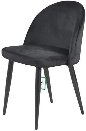 Manchester Furniture Supplies Candy Set of 4 Plush Velvet Dining Chairs with powder coated metal legs (Black)