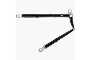 DOG FRIENDLY CO DF Co. Leash Splitter | Walk Two Dogs with Complete Control - 360° Swivel, Tangle Free, Adjustable Length, Reflective Webbing, Heavy Duty Clips (Black)