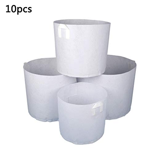 SELLBINDING 10 Pcs Fabric Grow Bags Plant Root Pouch Smart Plant Aeration Pots Container with Handles White