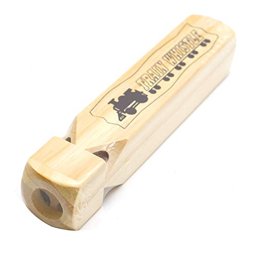 AQUEENLY Train Whistle, 2 Piece Wooden Train Whistle with 4 Tone for Kids Toy, Party Favors, 7.4 Inches
