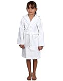 TowelSelections Turkish Cotton Kids Bathrobe Hooded Terry Velour Robe for Boys and Girls Medium White, Online Clothing Store