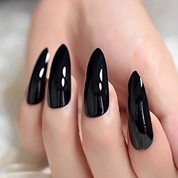EDA LUXURY BEAUTY BLACK GLAMOROUS DESIGN Full Cover Press On Gel Glitter Artificial Tips Shiny Acrylic Extreme False Nails Extra Long Sharp Pointed Round Almond Stiletto Super Fashion Fake Nails 2 EDA LUXURY BEAUTY BLACK GLAMOROUS DESIGN Full Cover Press On Gel Glitter Artificial Tips Shiny Acrylic Extreme False Nails Extra Long Sharp Pointed Round Almond Stiletto Super Fashion Fake Nails