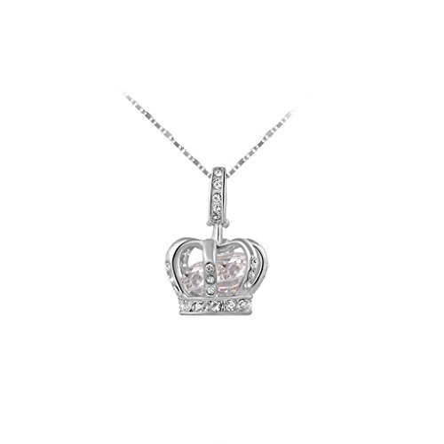 TIDOO Jewelry Womens Queen Crown Pendant Necklace 3 Lays Rose Gold / Platinum Plated With Austrain Crystals