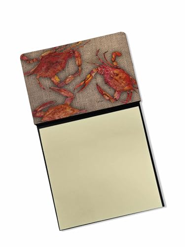 Caroline's Treasures Cooked Crabs on Faux Burlap Refillable Sticky Note Holder…