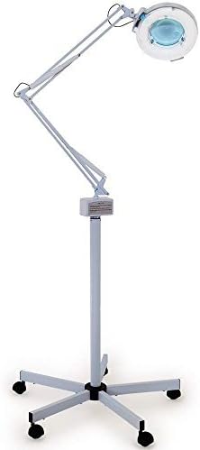 Esthology Facial Magnifying Lamp 5 Diopter with Rolling Floor Stand - Adjustable Mag Light