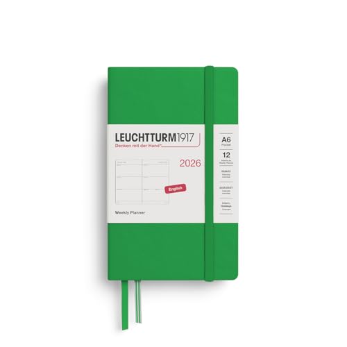 LEUCHTTURM1917 372726 Weekly Planner Pocket (A6) 2026, 12 Months, Spring Leaf, English