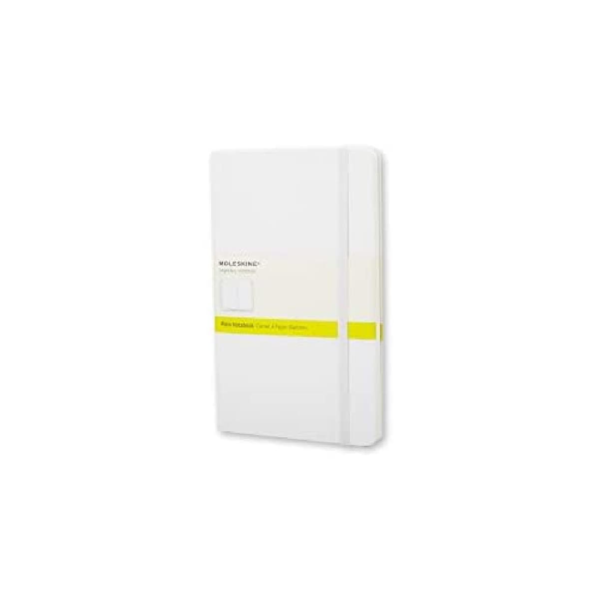 Moleskine Classic Plain Paper Notebook, Hard Cover and Elastic Closure Journal, Color White, Size Pocket 9 x 14 A6, 192 Pages
