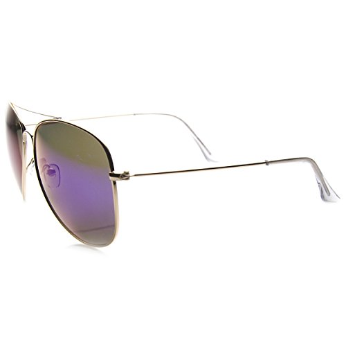 zeroUV - Class Large Retro Metal Mirror Lenses Aviator Sunglasses (Gold Midnight)