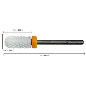 PANA 3/32" Shank Size Professional USA - Smooth Top Large Barrel White Ceramic Bit 2X Coarse Grit - Nail Drill Bit for Dremel Machine