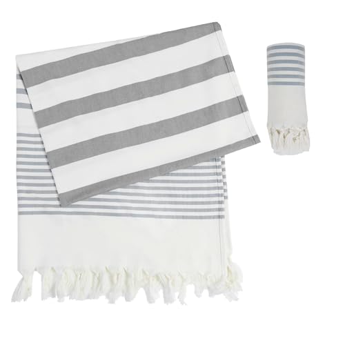 Strandtuch Weich 180x100cm- Strandhandtuch 100% Baumwolle Leicht Platzsparend, Hamamtuch Saugstark, Schnelltrocknend, Badetuch Sandfrei, Handtuch für Damen Herren Saunahandtuch (1 Pack)