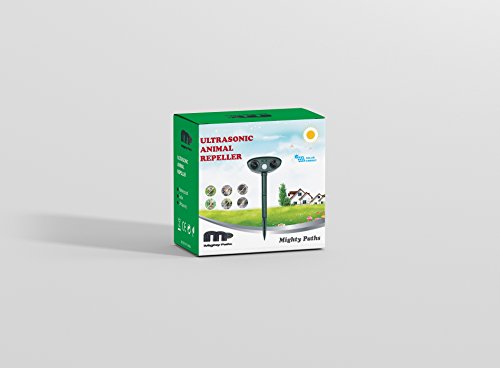 Mighty Paths Animal Repellent Outdoor Ultrasonic Animal Repeller Solar Animal Repeller with Motion Sensor Device to Scare Birds Cats Dogs Deers Rabbits Squirrels and Other Unwanted Animals Away