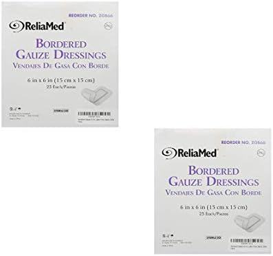 Bordered Gauze, 6 X 6, Latex-Free, Sterile, 25 Count (2 Pack)