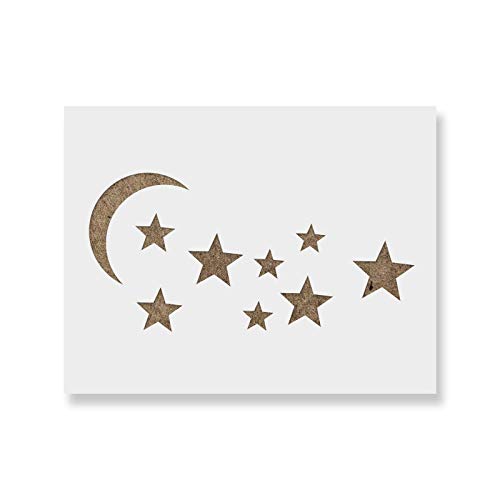 Moon and Stars Stencil Template - Reusable Stencil with Multiple Sizes Available