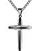 Aoiy Men's Stainless Steel Cross Pendant Necklace, Black-and-Silver-Tone, 24