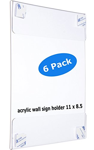 Premium Acrylic Wall Mount Display Sign Holder with ADHESIVE Ad Frame 8.5