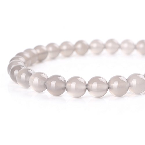 Mallofusa 10mm Natural Grey Agate Gemstone Loose Beads Crystal Energy Stone for Bracelets Jewelry Making