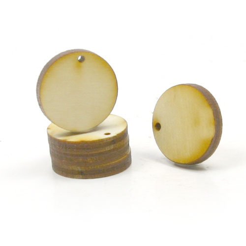 Mylittlewoodshop Pkg of 26 - Circle Cutout - 3/4 inch in diameter with 1 1mm holes and 1/8 inch thick unfinished wood (LC-CCWH04-26)