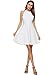 Lyrur Women's Vintage Halter Neck Sleeveless Fitted Bodice Formal Pure White Lace Keyhole Skater Party Dress (S, 9009-White)