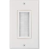 Buyer's Point Brush Wall Plate [UL Listed], Decora Style, Cable Pass Through Insert for Wires, Single Gang Cable Access Strap, Wall Socket for HDTV, HDMI, Home Theater Systems (White)