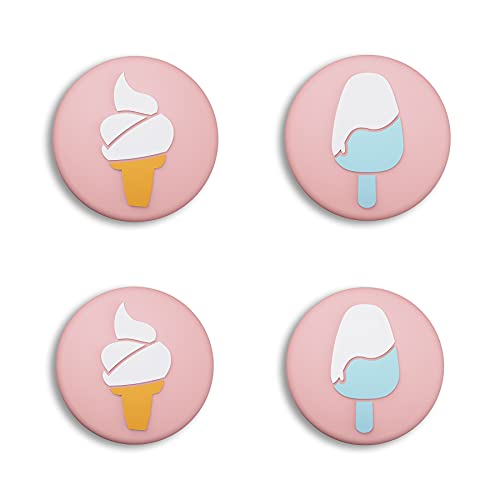 eXtremeRate PlayVital Ice Cream Cute Switch Thumb Grip Caps, Pale Red Joystick Caps for Nintendo Switch Lite, Silicone Analog Cover Thumbstick Grips for Switch OLED Joycon