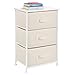 mDesign Vertical Dresser Storage Tower - Sturdy Steel Frame, Wood Top, Easy Pull Fabric Bins - Organizer Unit for Bedroom, Hallway, Entryway, Closets - Textured Print - 3 Drawers - Cream/White