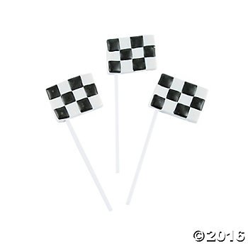 Checkered Flag Lollipop Suckers - 12 ct