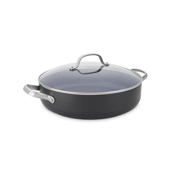 GreenPan-Saute-Pan-with-Two-Side-Handle-Non-Stick-Toxin-Free-Ceramic-Saute-Pan-Induction-Oven-Safe-Cookware-26-cm36-Litre-Grey GreenPan Valencia Pro Hard Anodised Healthy Ceramic Non-Stick 26 cm/3.6 Litre Sauté Pan with Lid and Side Handles, PFAS…