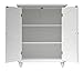 Teamson Home Versailles Wooden Freestanding Floor Storage Cabinet with 2 Adjustable Interior Shelves 3 Storage Spaces and 2 Floral Scroll Doors, White