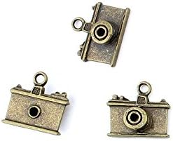 120 PCS Ancient Antique Bronze Fashion Jewelry Making Crafting Charms Findings Bulk for Bracelet Necklace Pendant Retro Accessoires Lots Vintage YBF06 Camera