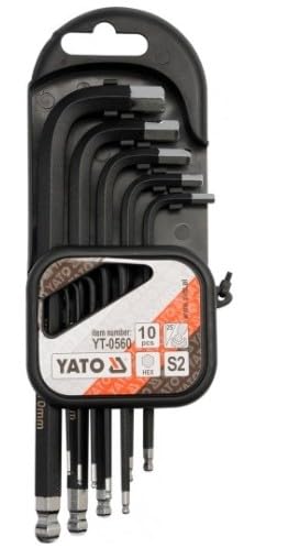 Yato professional ball ended hex allen key set 10 pcs 1.27-10 mm S2 steel(YT-0560)