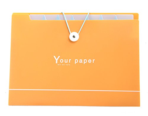 BEGOO 8 Pockets Tabs Expanding File Folder Colorful Document Holder High Capacity Binder Wallet A4 Letter Size for Cards Bills Storage Elastic String Button Closure for School Office Supplies(Orange)