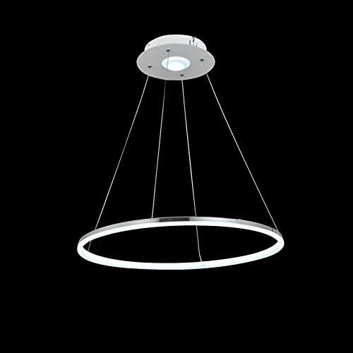 Petelking 24'' Modern Nature White Ceiling Light LED Acrylic Chrome Pendant Lamp with Remote Control
