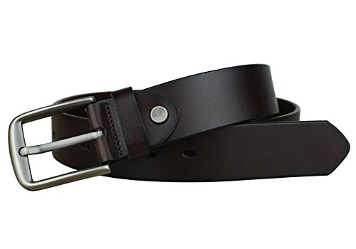 Bullko Men's Leather Casual Dress Belt With Classic Buckle Coffee Size 34-36inch