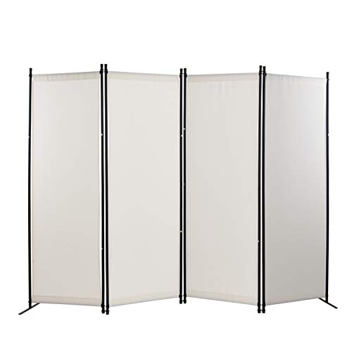 4 Panel Room Divider Privacy Screens Home Office Accents Folding Steel Frame White (White)