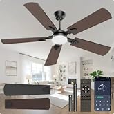 Crazypai Ceiling Fans with Lights, 52 Inch Modern Ceiling Fans with Lights and Remote Control, DC Reversible Motor, Noiseless