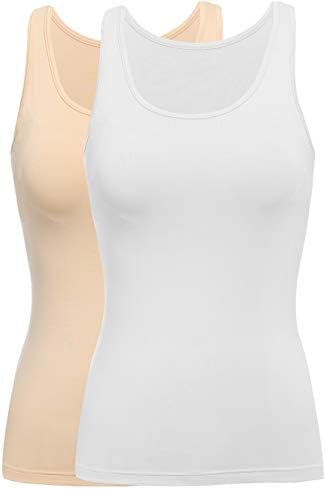 Tank Tops for Women Basic Camisole with Built in Bra Casual Wide Strap Sleeveless Layer Top for Summer