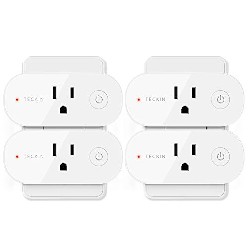 Smart Plug Wifi Outlet Compatible With Alexa, Echo, Google Home and IFTTT, Teckin Mini Smart Socket with Energy Monitoring and Timer Function, No Hub Required,16A,4 Pack