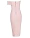 UONBOX Women's Rayon Off The Shoulder Front Split Midi Bodycon Bandage Party Dress