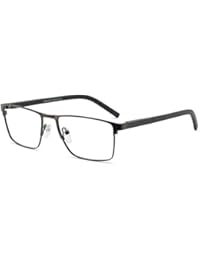 OCCI CHIARI Mens Rectangle Full-Rim Metal Black Non-prescription Clear Optical Glasses 54mm (A -Brown)