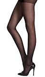Honenna Women’s Reinforced Toe Semi Sheer Opaque Tights Panty Hose (M, Black )
