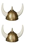 Ifavor123 Set of 2 Adult Viking Warrior Horns Helmets Halloween Costume Dress Up Football Fan Wearable Plastic Hat Helmets
