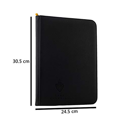Card Guardian - 9 Pocket Premium Black Binder with Zipper for 360 Cards - Side Loading Pockets for Trading Card Games TCG