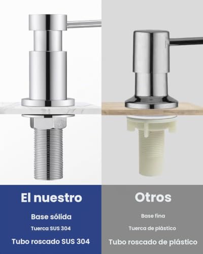Sofetiy Undercounter Kitchen Soap Dispenser, Durable Kitchen Soap Dispenser with Stainless Steel Nuts 304 (without Plastic), 300 ml Bottle and 1.25 m Extension Silicone Tube, Chrome