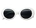 BOLD Retro Oval MOD Thick Frame Clout Goggles Round Lens Sunglasses (White, Smoke)