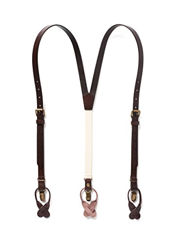 JJ SUSPENDERS Genuine Leather Suspenders For Men with E