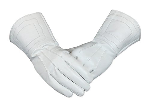 Historical Emporium Men's Genuine Leather Gauntlets S White