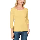 Karen Scott Womens Petites Cotton Scoop-Neck Pullover Top
